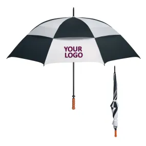 68" Arc Windproof Vented Umbrella, We/Black