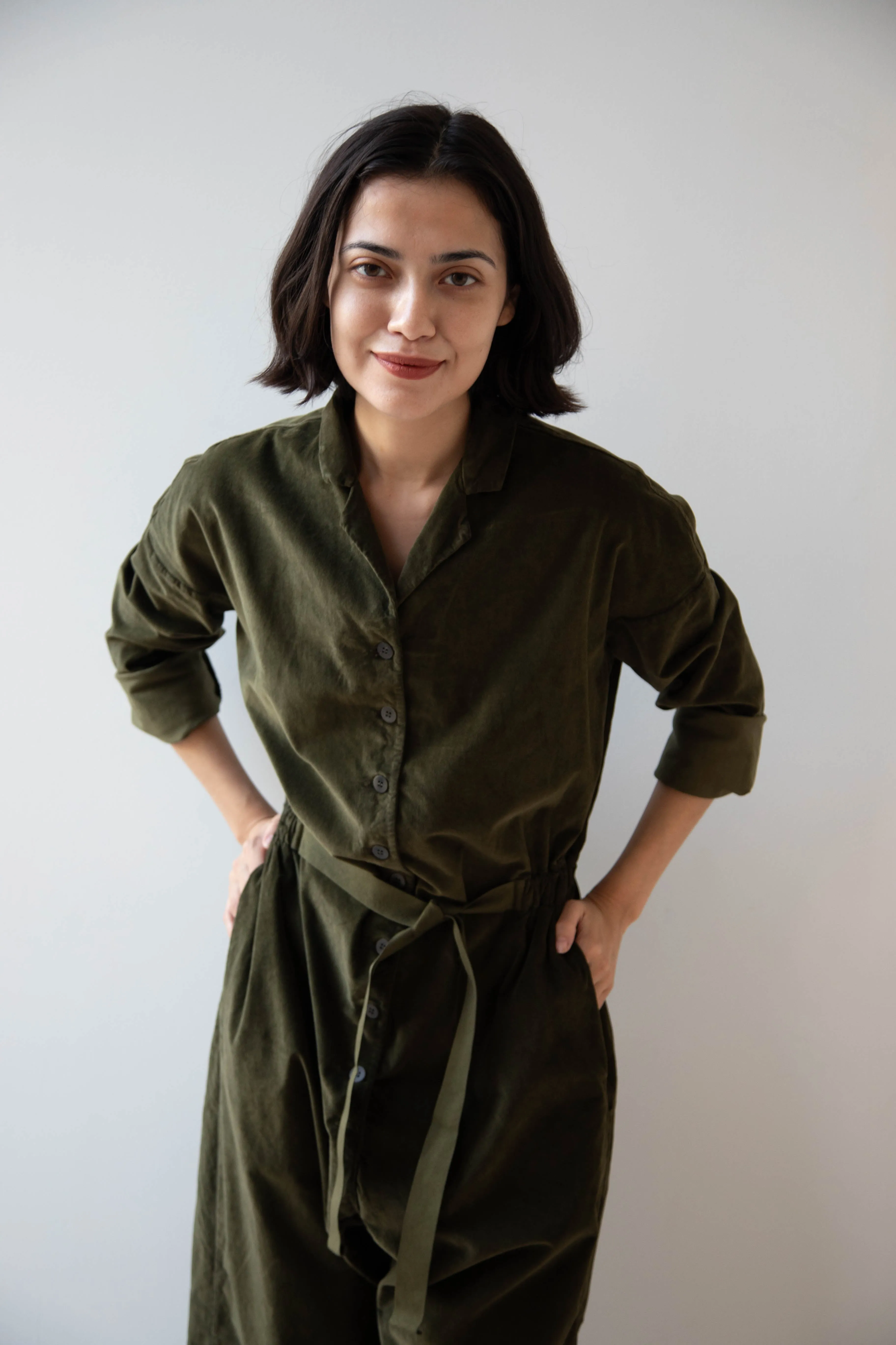 Album di Famiglia | Velvet Jumpsuit in Olive