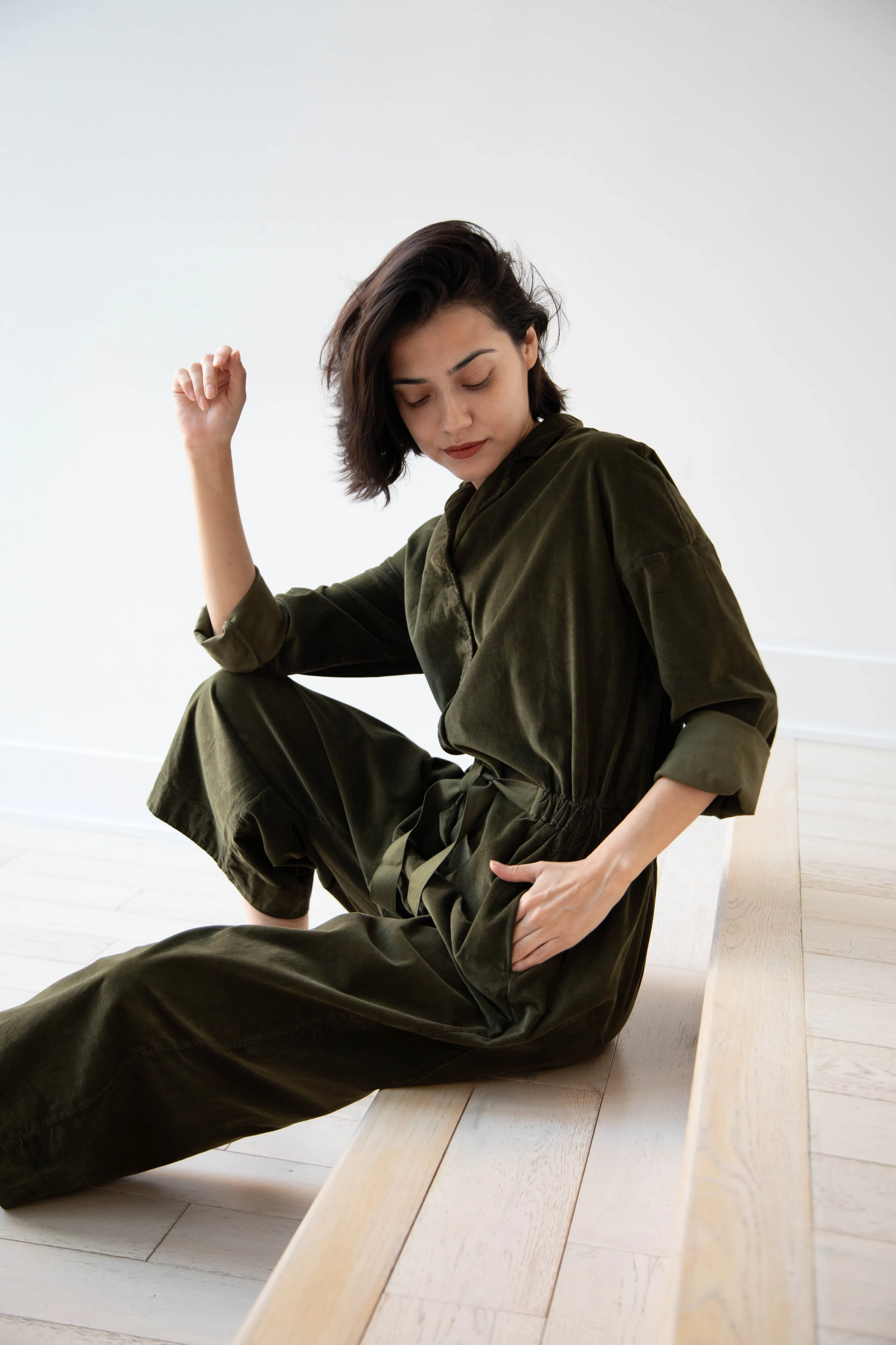 Album di Famiglia | Velvet Jumpsuit in Olive