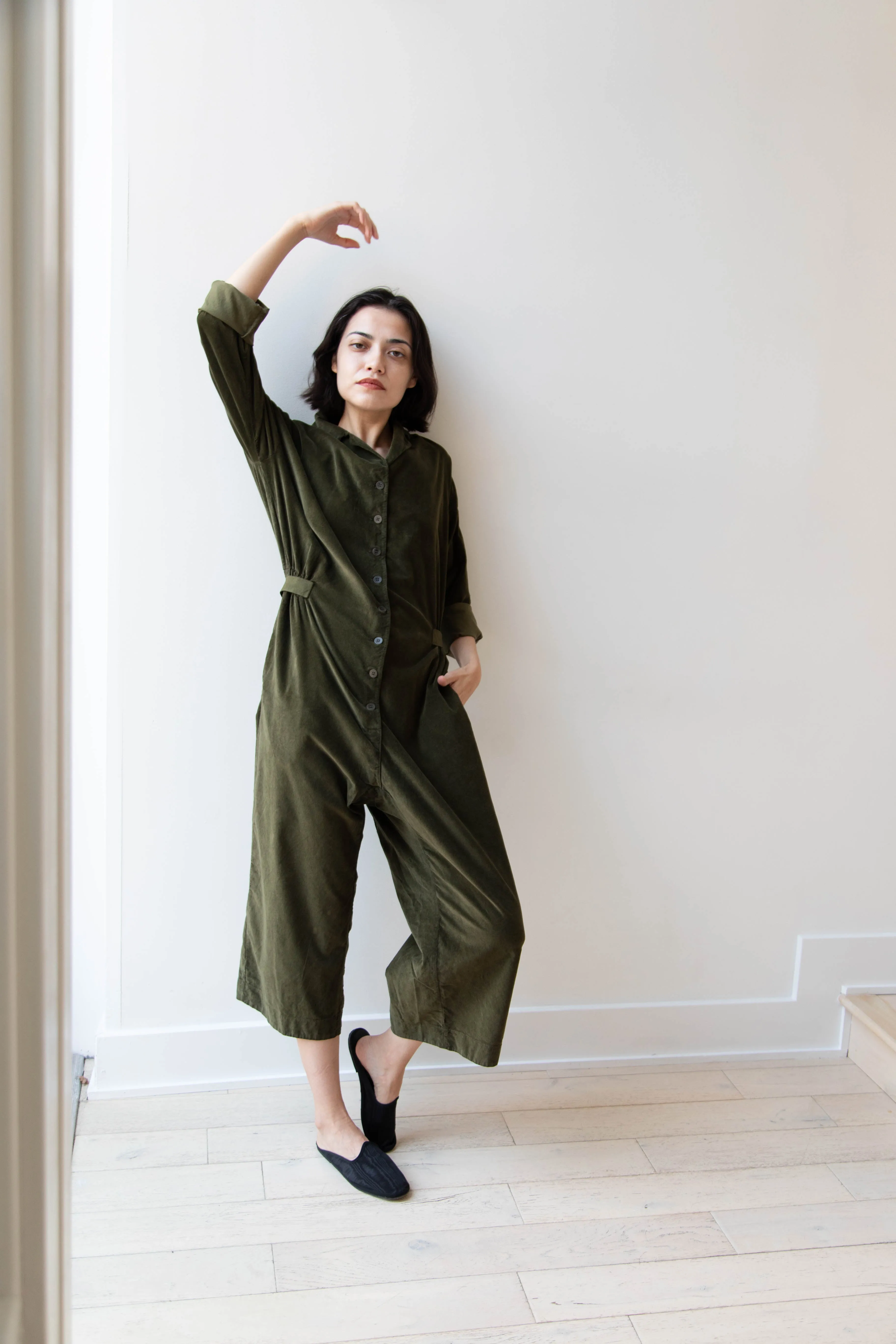 Album di Famiglia | Velvet Jumpsuit in Olive