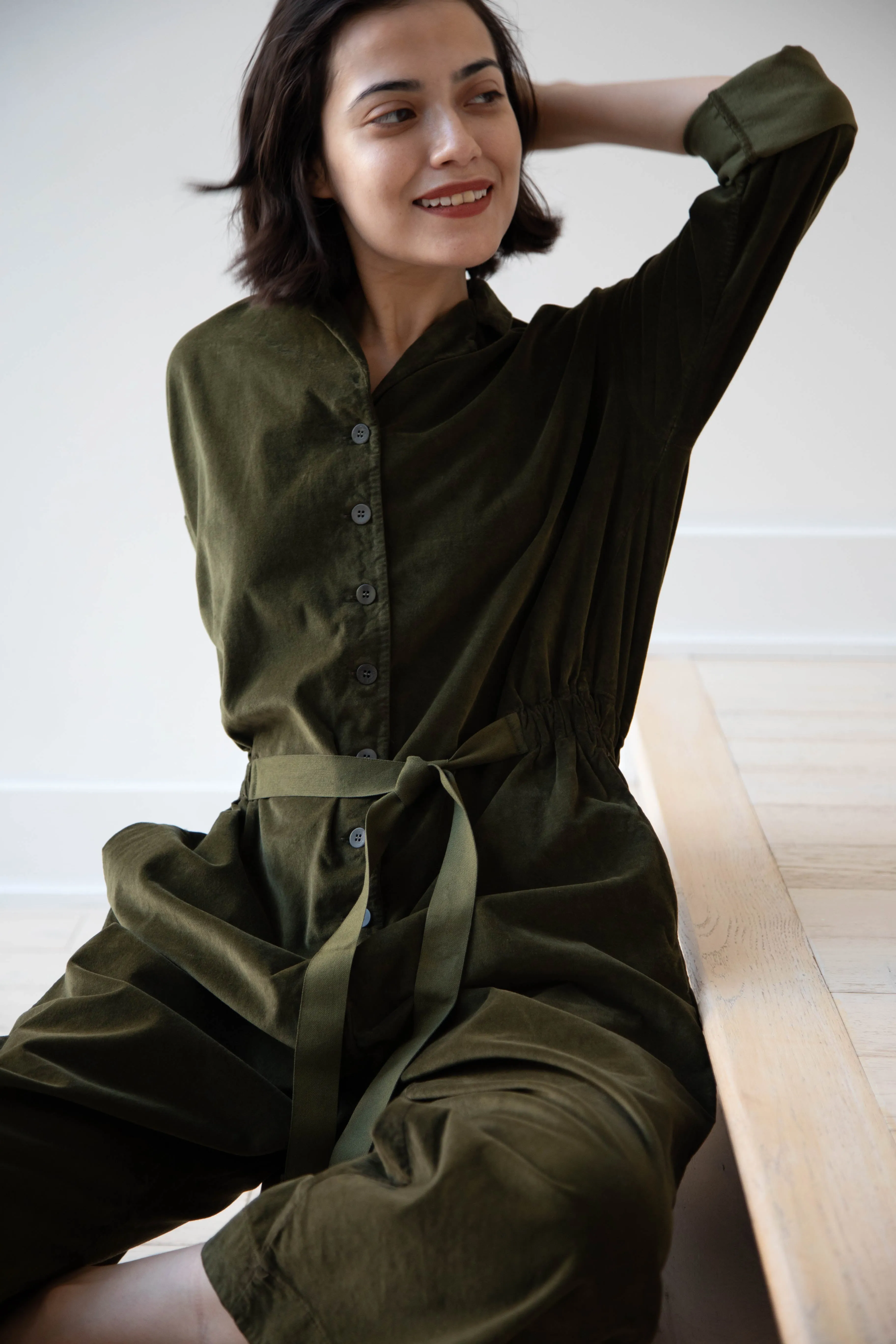 Album di Famiglia | Velvet Jumpsuit in Olive