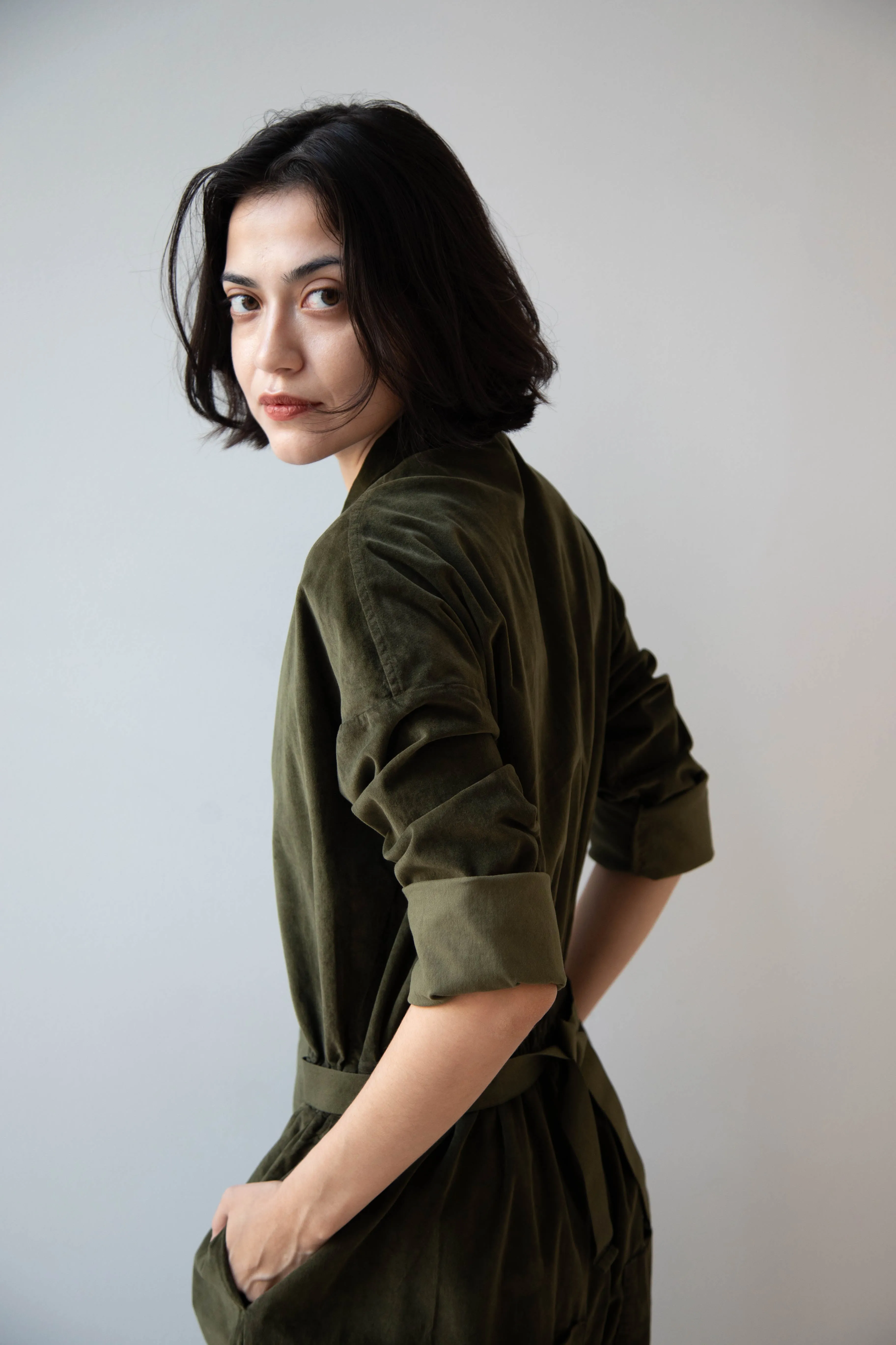 Album di Famiglia | Velvet Jumpsuit in Olive