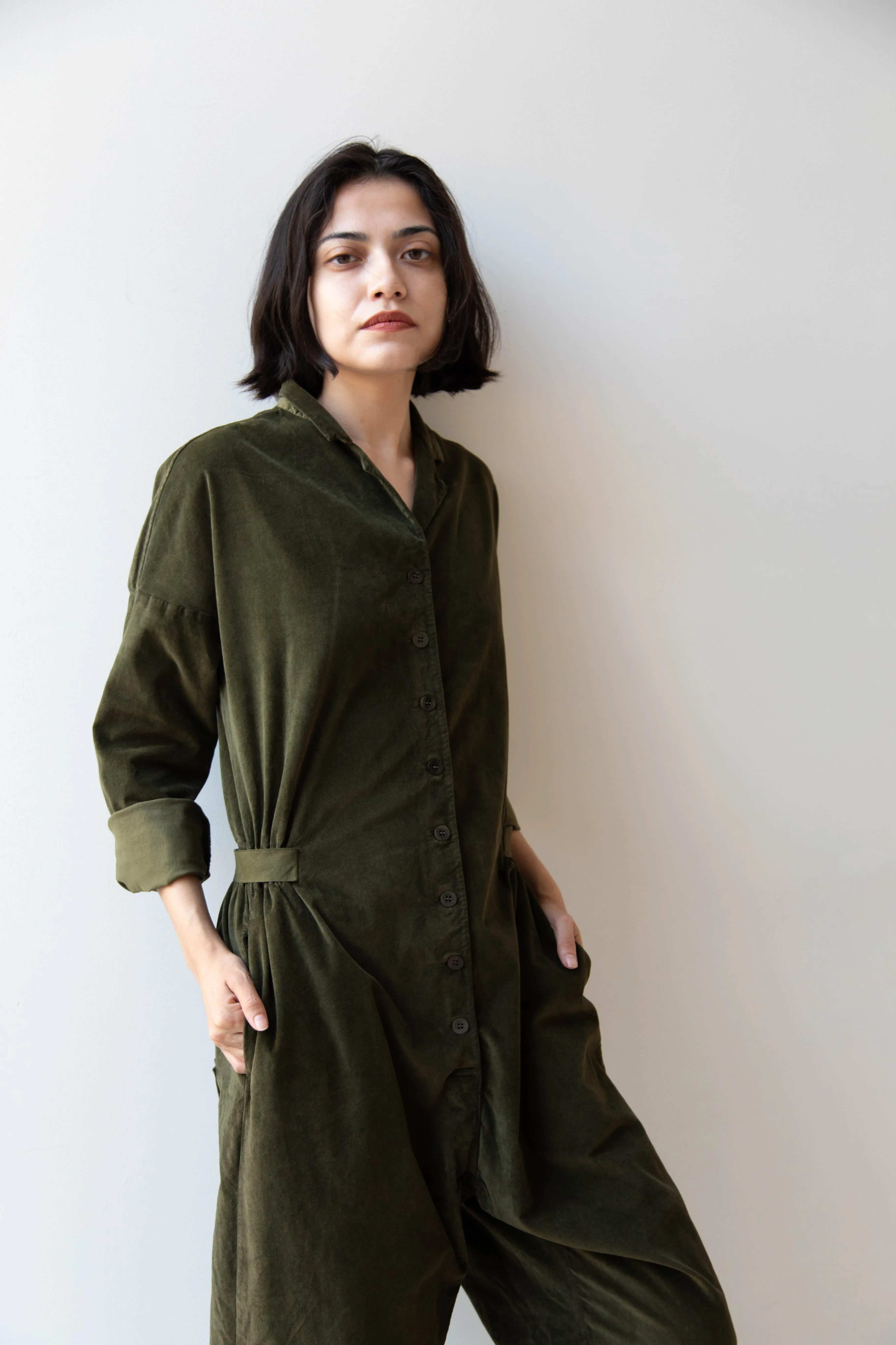 Album di Famiglia | Velvet Jumpsuit in Olive