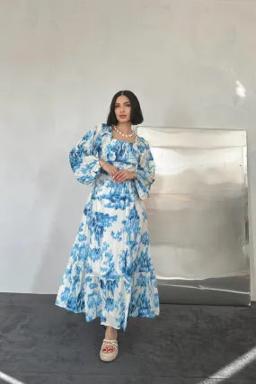 Back Smocked Long Dress - Blue 2*S / 2*M / 2*L