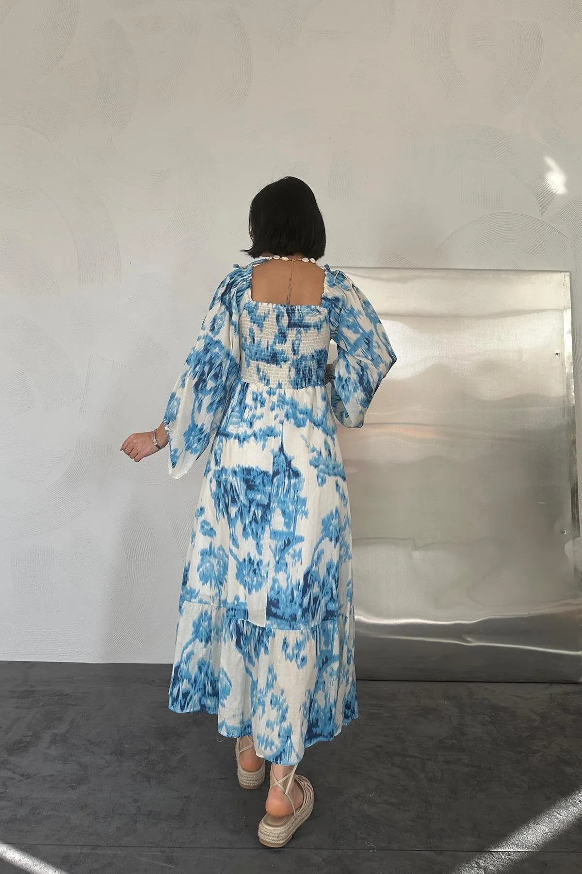 Back Smocked Long Dress - Blue 2*S / 2*M / 2*L