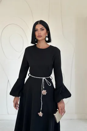 Balloon Sleeve Belted Dress - Black 2*S / 2*M / 2*L