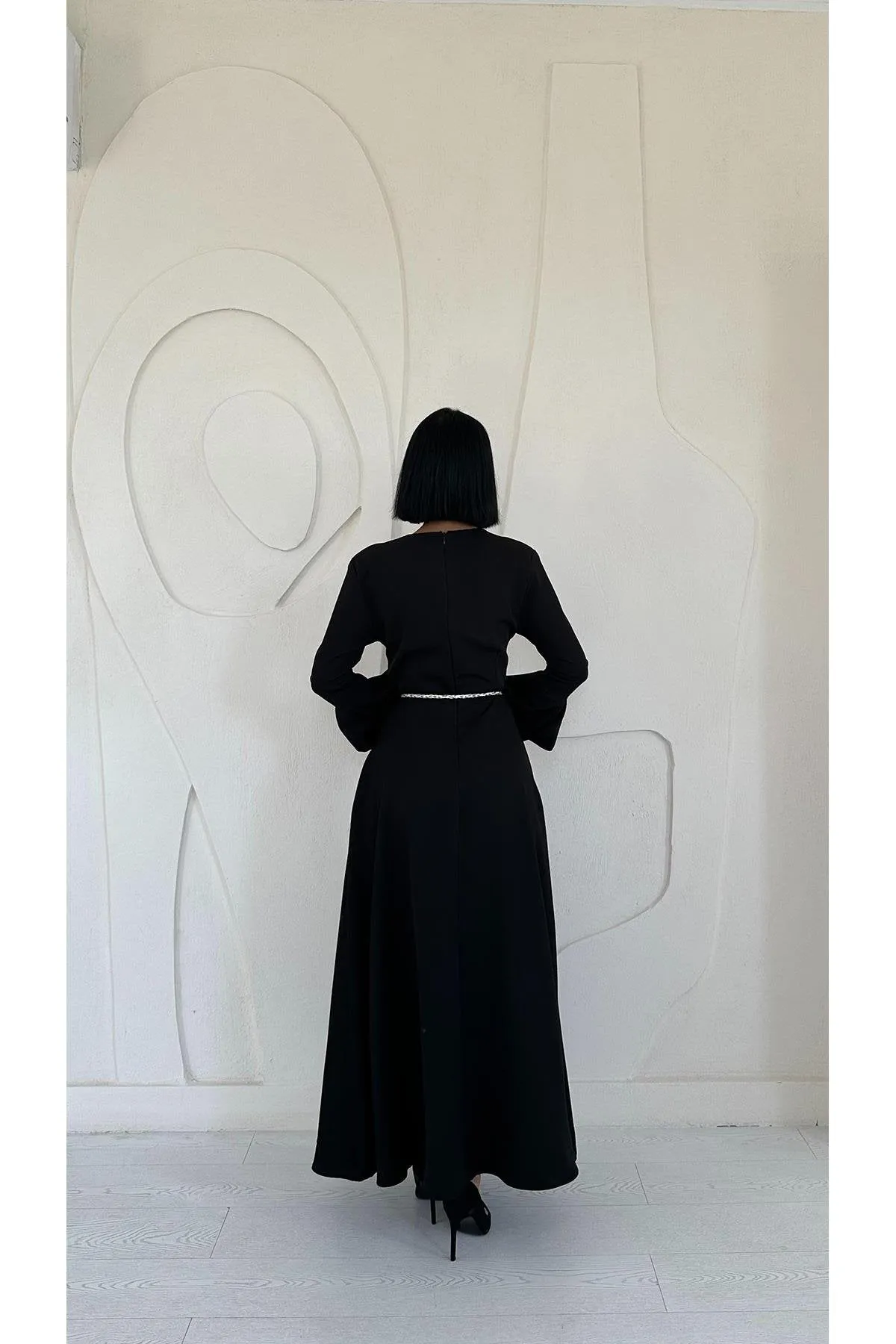 Balloon Sleeve Belted Dress - Black 2*S / 2*M / 2*L