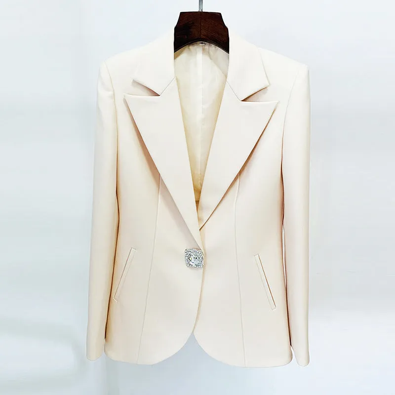 Beautiful Arc Cut Diamond Buckle Heart Shaped Cloth Cover Pant Suit