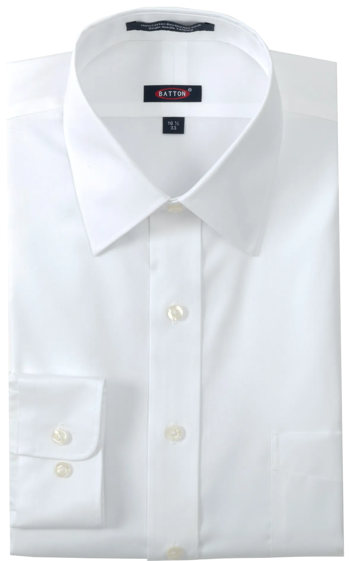 Beyond Non-Iron® White Spread-Collar 80/2 Ply Pinpoint Dress Shirt (Joel)