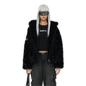 Compass Snowman Classic Faux Fur Jacket Black