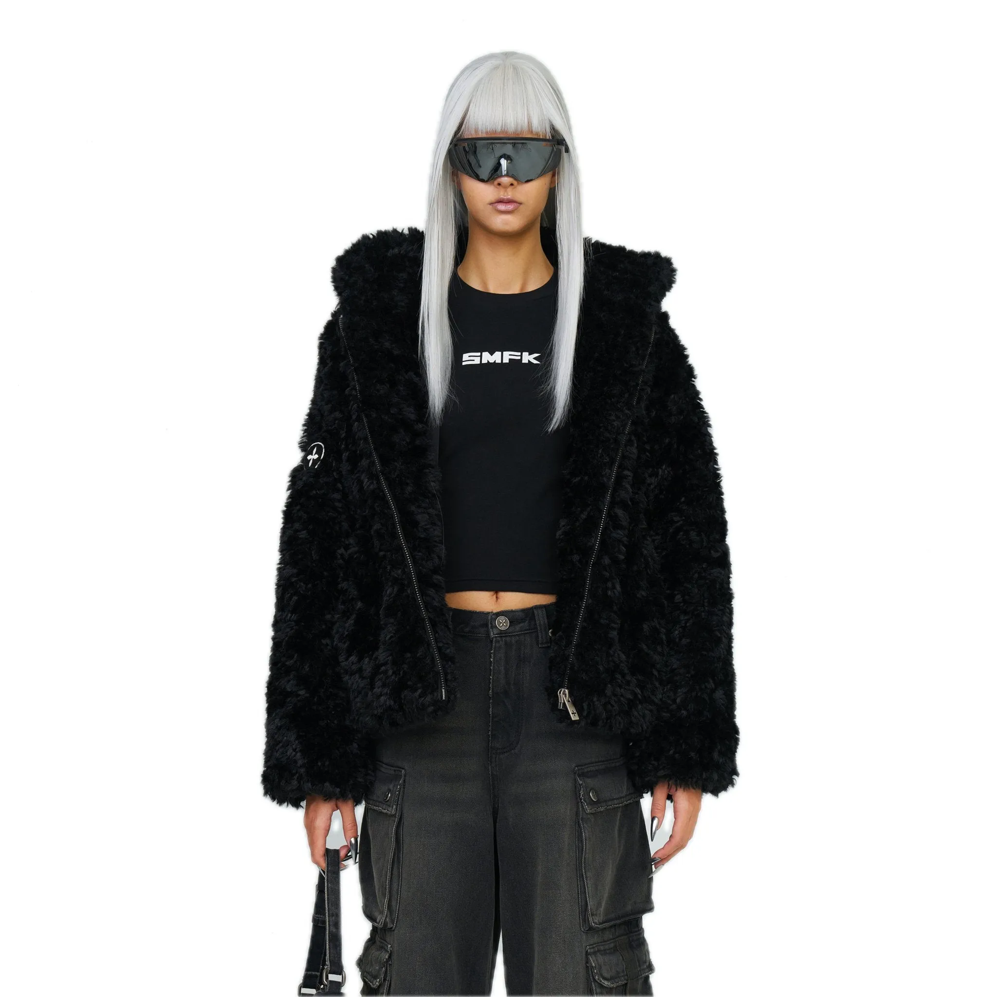 Compass Snowman Classic Faux Fur Jacket Black