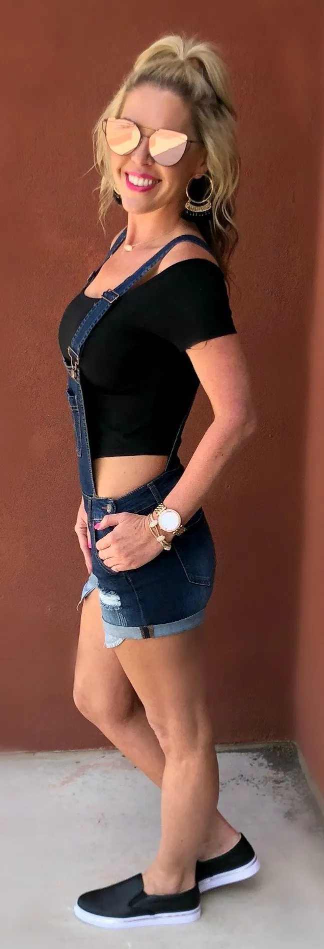 Distressed Denim Overalls