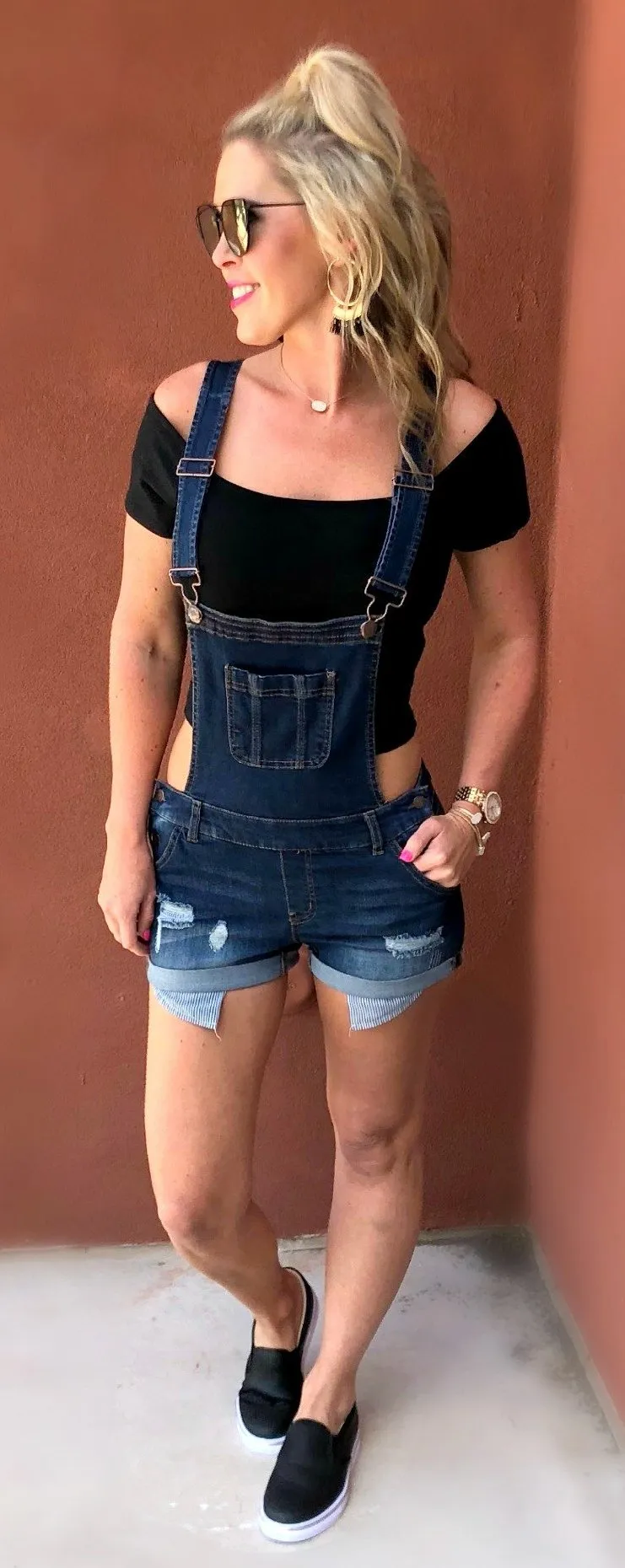 Distressed Denim Overalls