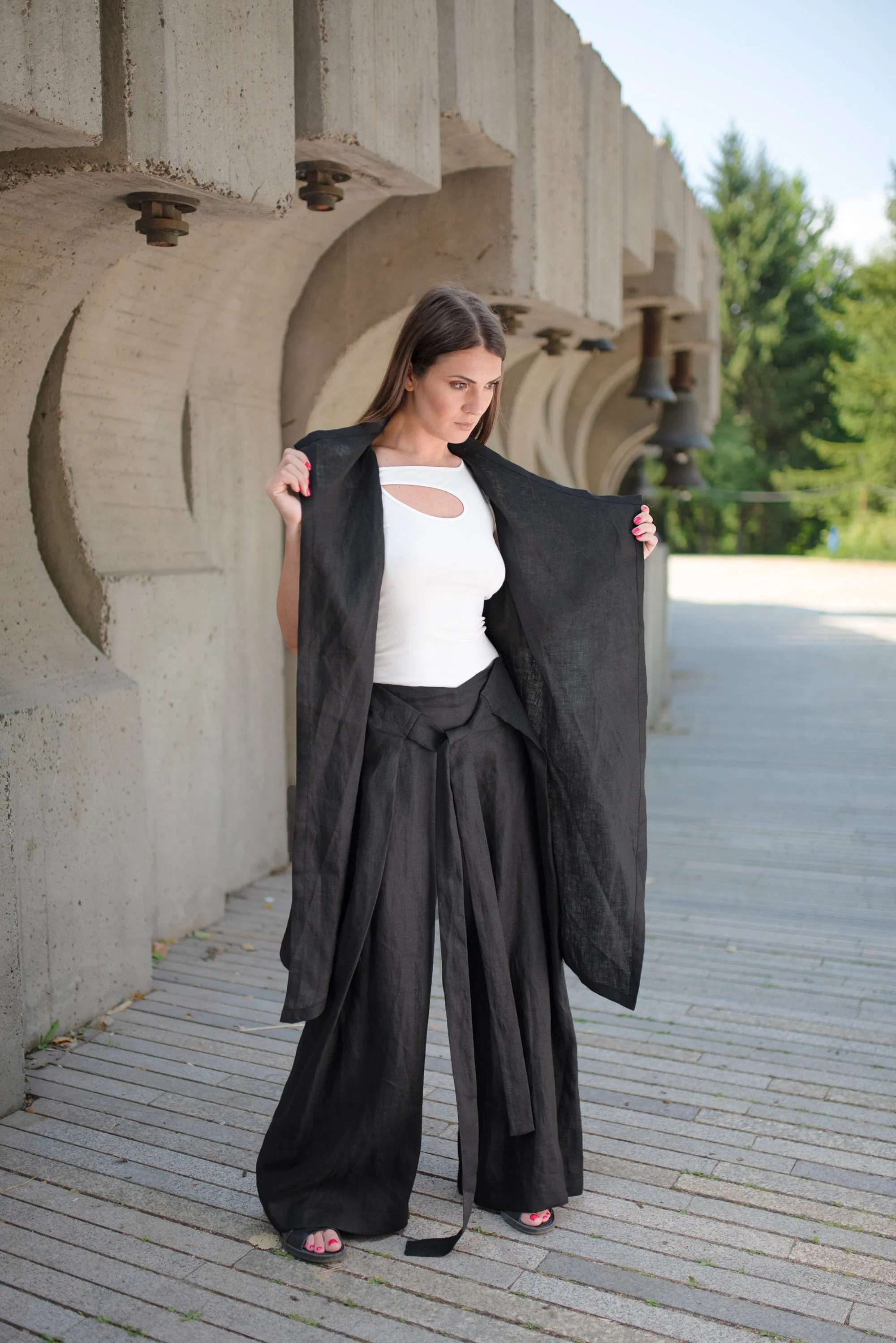 Draped Linen Vest