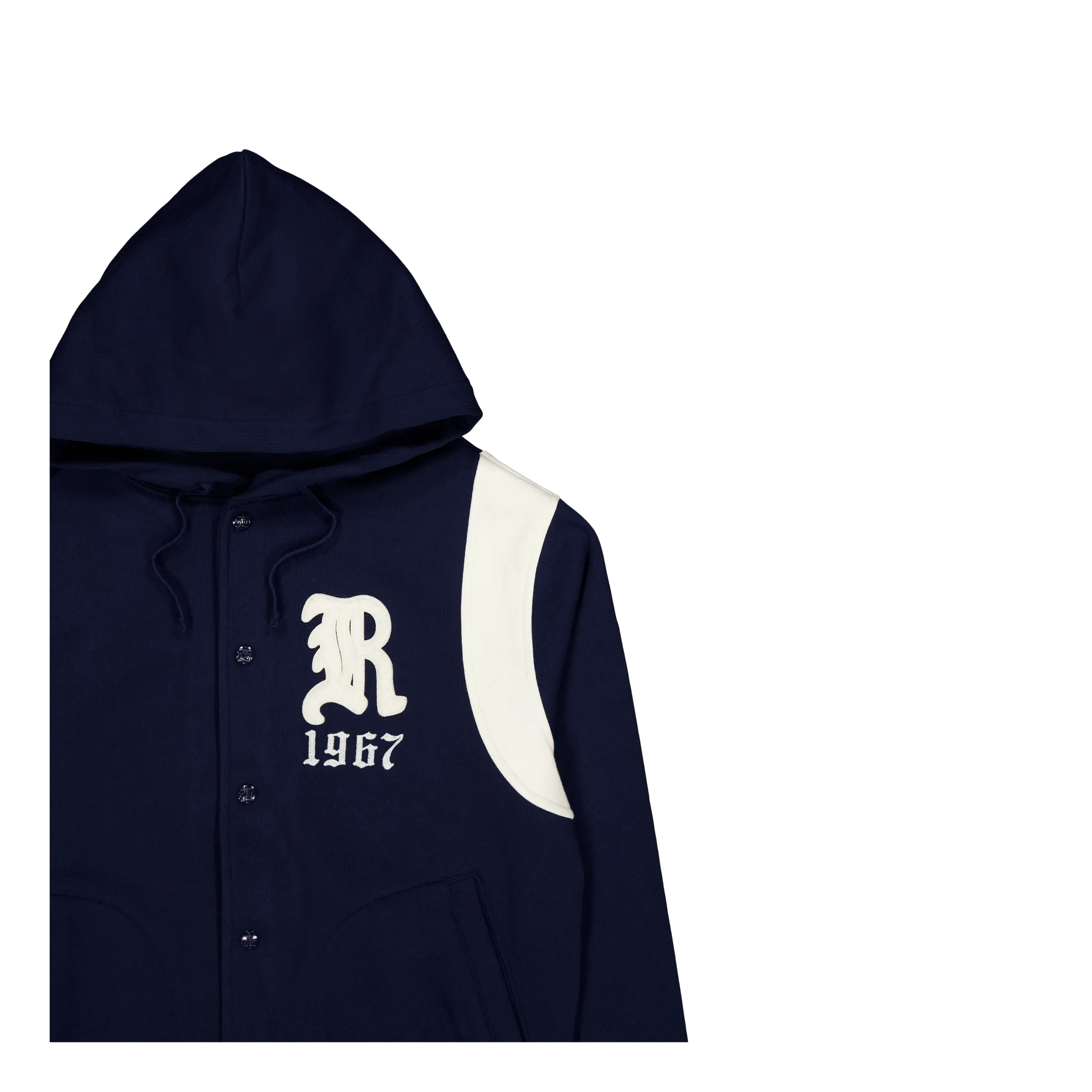 Fleece Hooded Baseball Jacket Cruise Navy/Clubhouse Cream