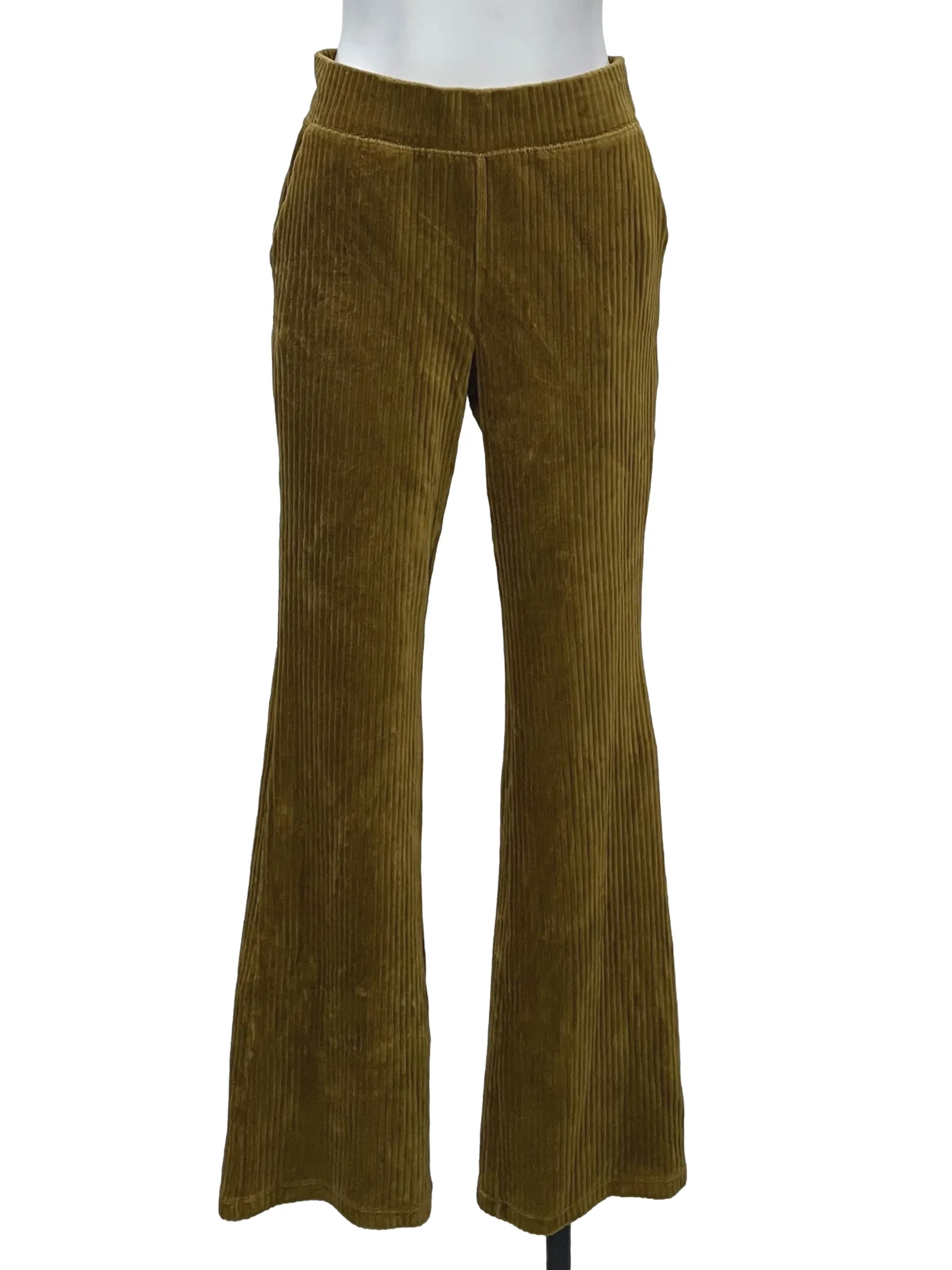 Gold Corduroy Velvet Flare Pants