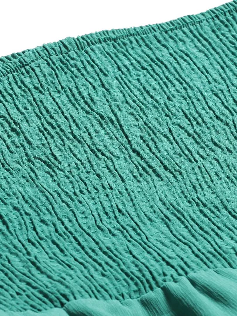 Green Rayon Self Pattern Jumpsuit