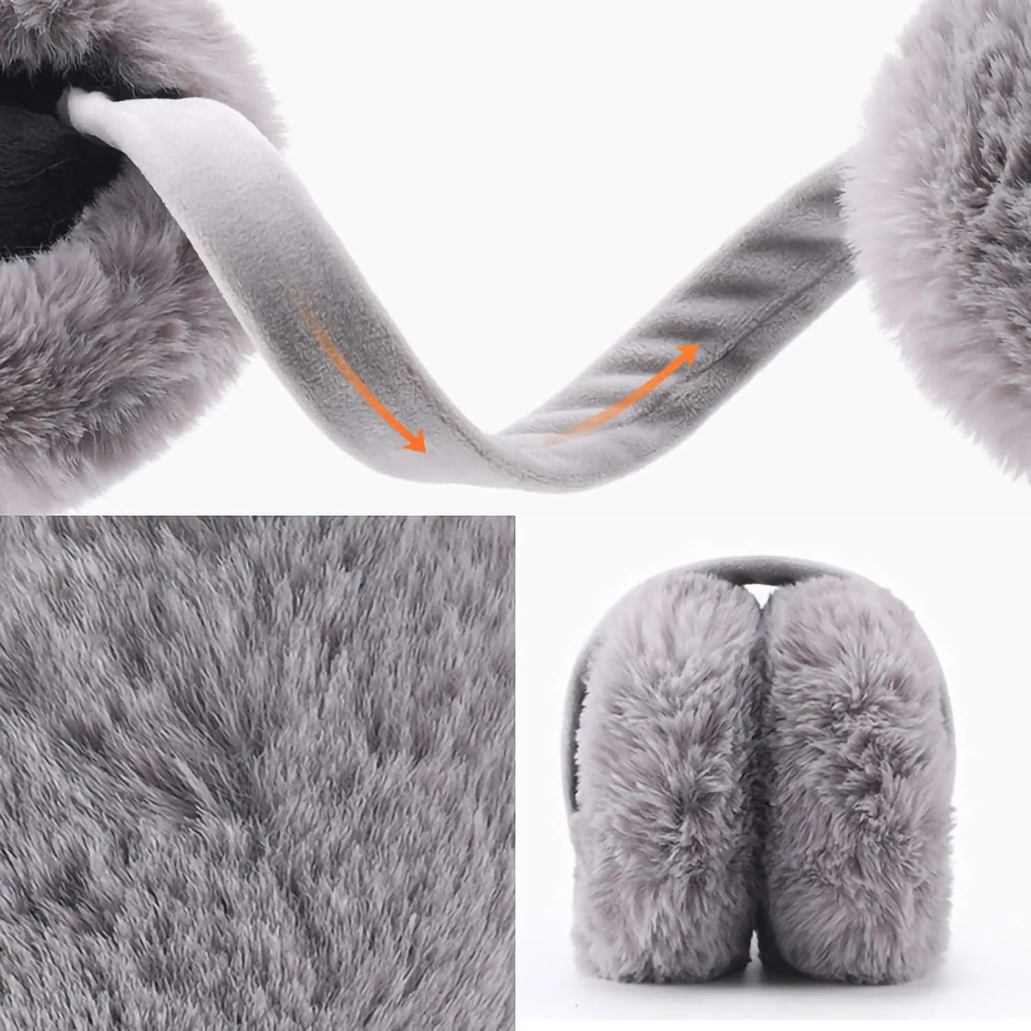 Grey Faux Fur Winter Style Ear Muffs