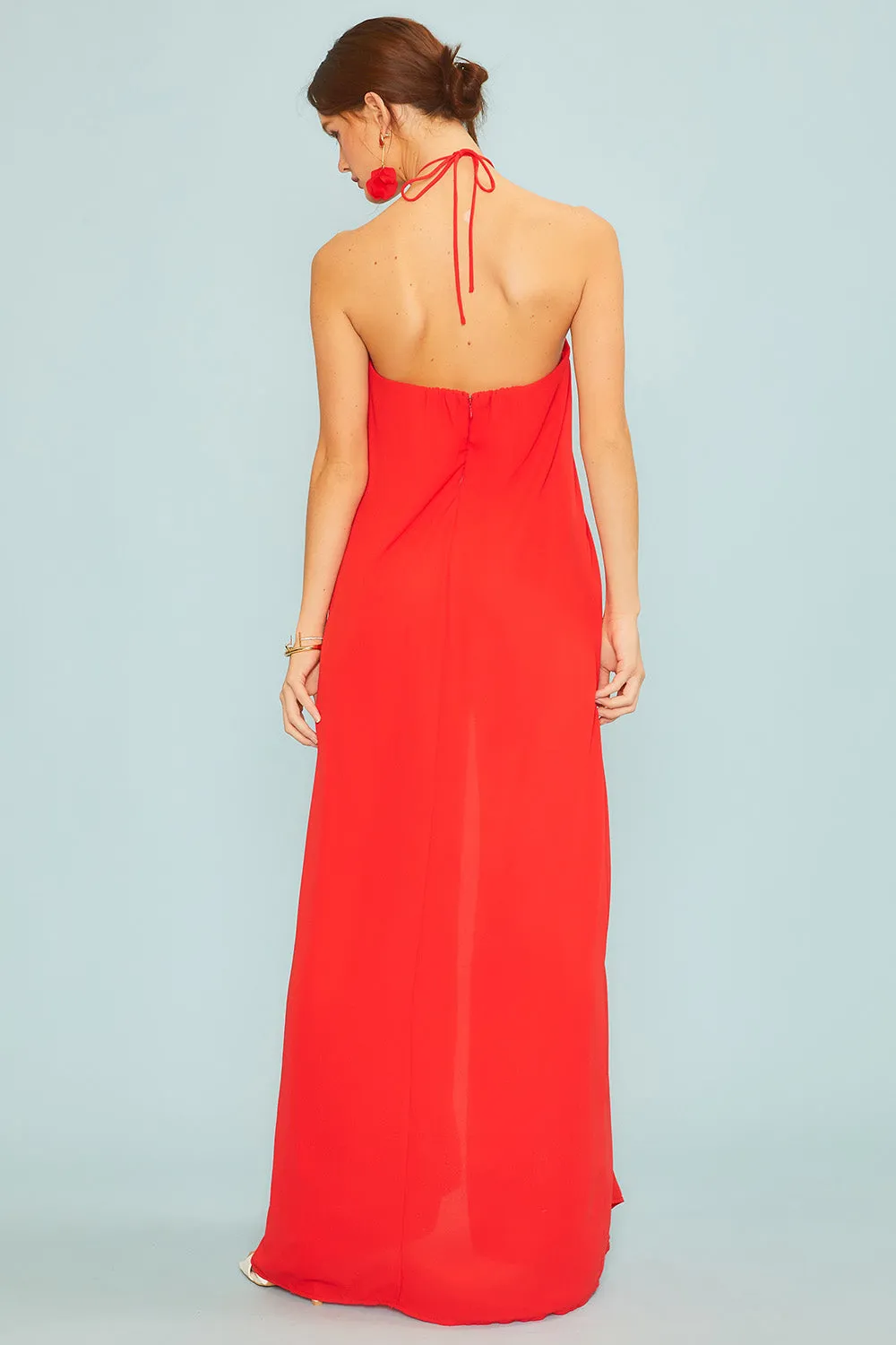 Halter Neck Jumpsuit w/ Draping Overlay