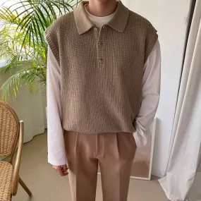 KNITTED COLLAR VEST