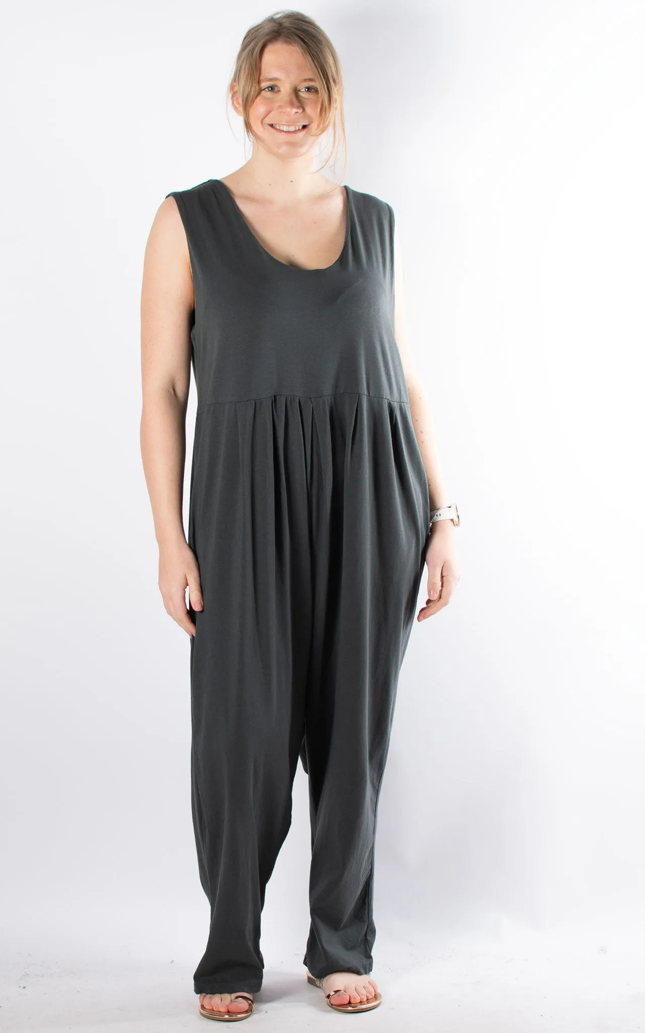 Lydia Plain Jumpsuit | Charcoal