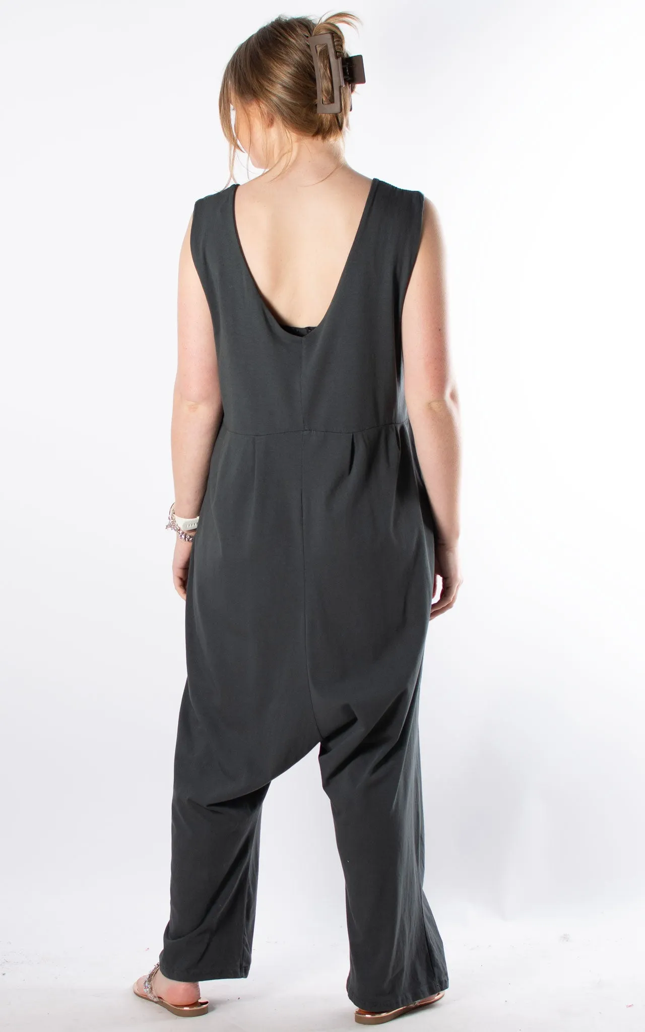 Lydia Plain Jumpsuit | Charcoal