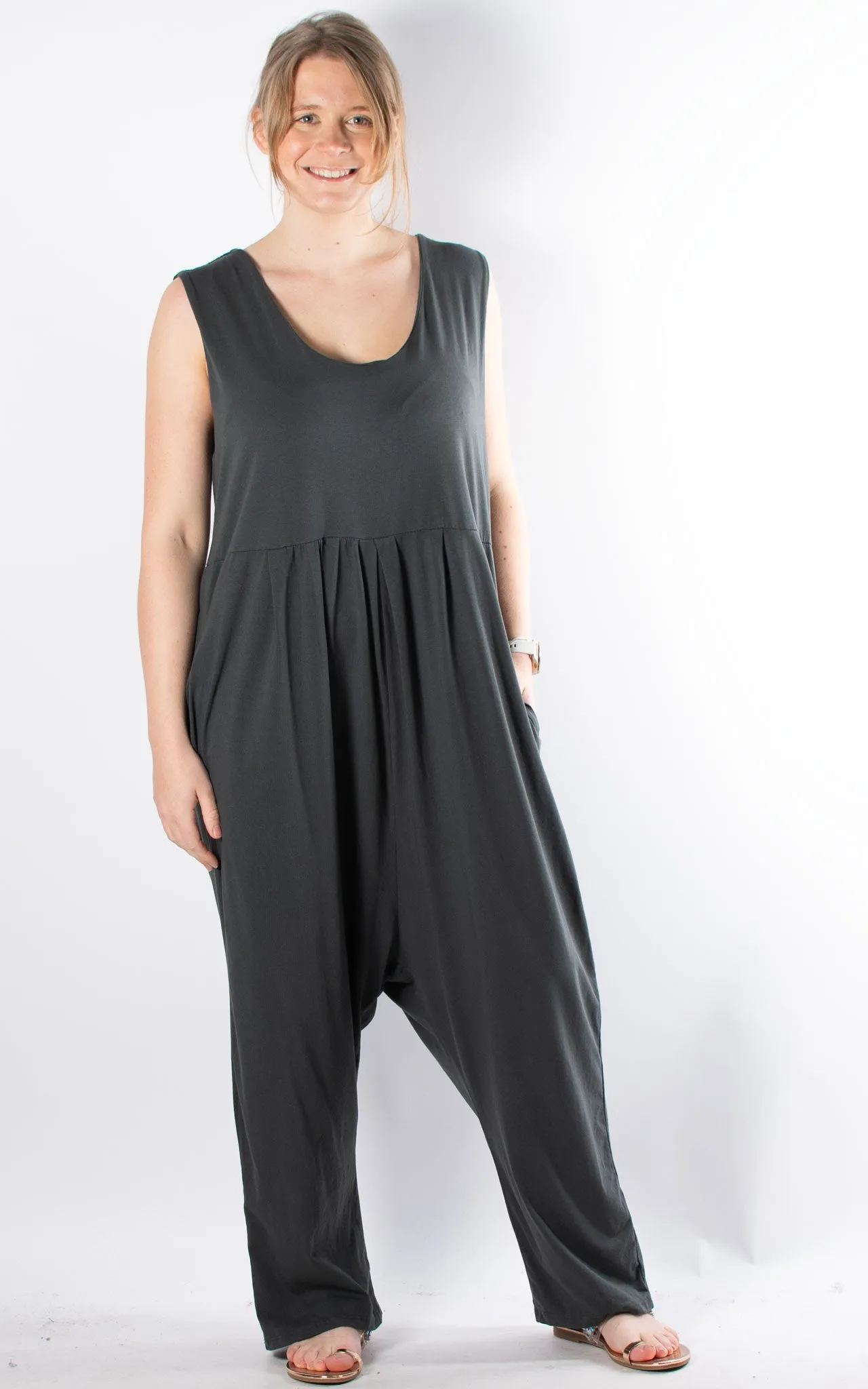 Lydia Plain Jumpsuit | Charcoal