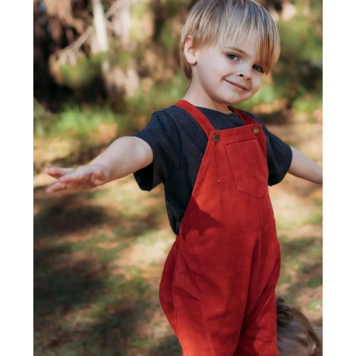 Merry Red Organic Corduroy Overalls