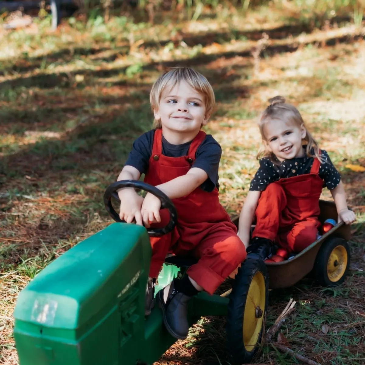 Merry Red Organic Corduroy Overalls