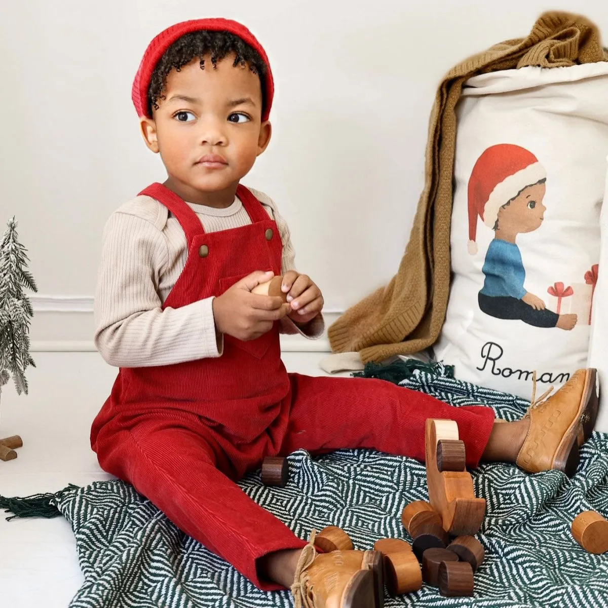 Merry Red Organic Corduroy Overalls