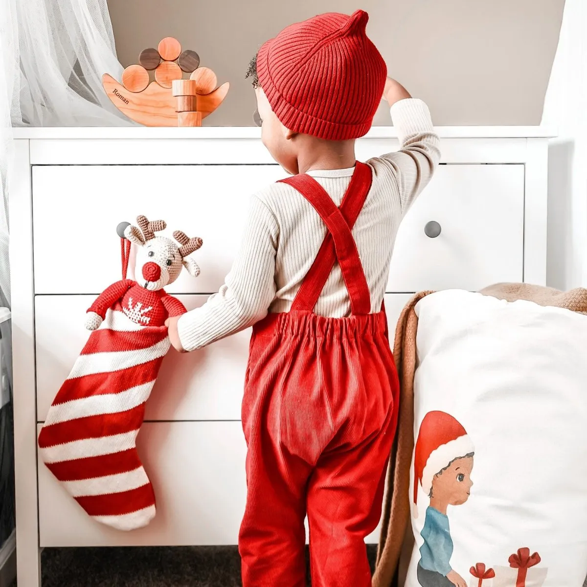 Merry Red Organic Corduroy Overalls