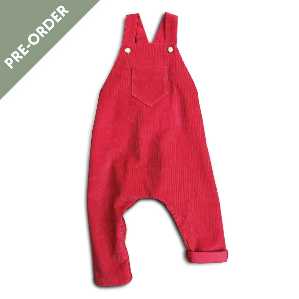 Merry Red Organic Corduroy Overalls