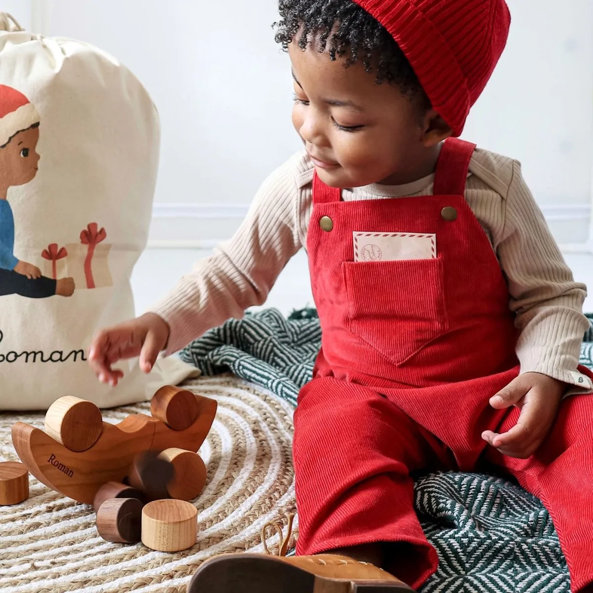 Merry Red Organic Corduroy Overalls