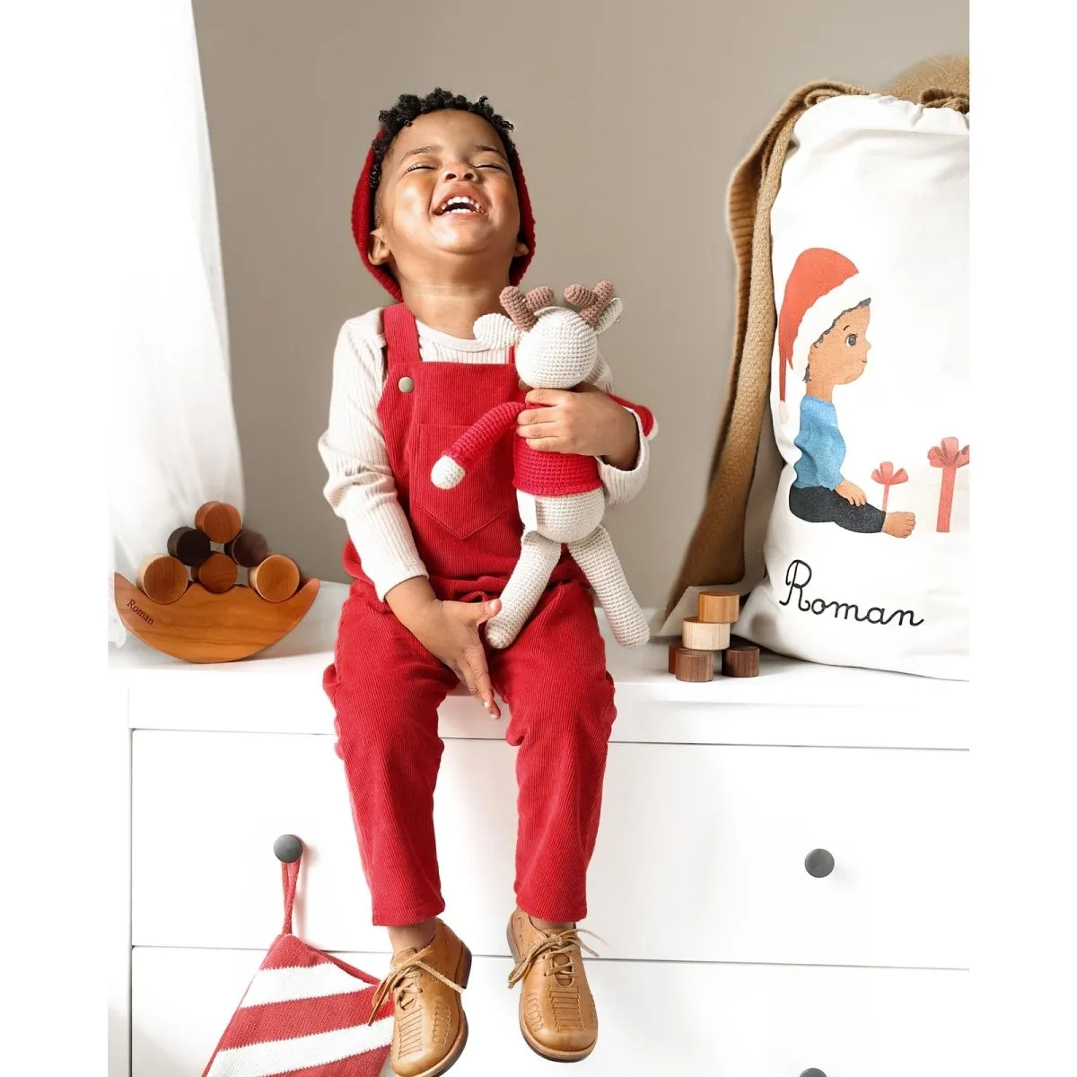 Merry Red Organic Corduroy Overalls