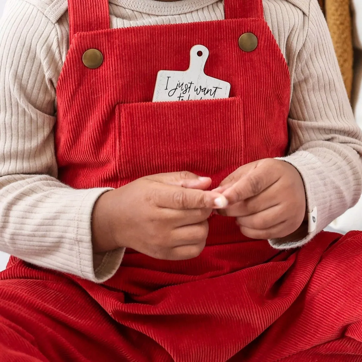 Merry Red Organic Corduroy Overalls