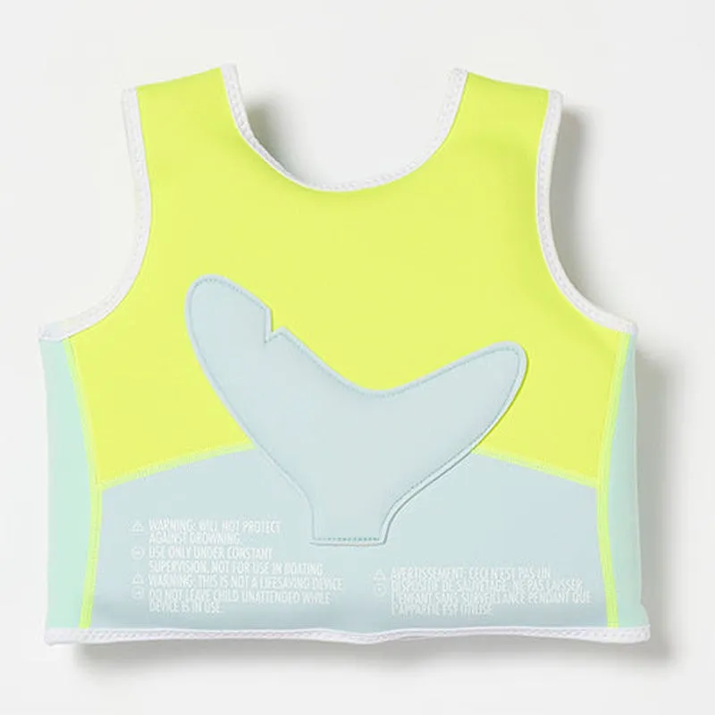 Salty the Shark Swim Vest 2-3 Aqua Neon Yellow