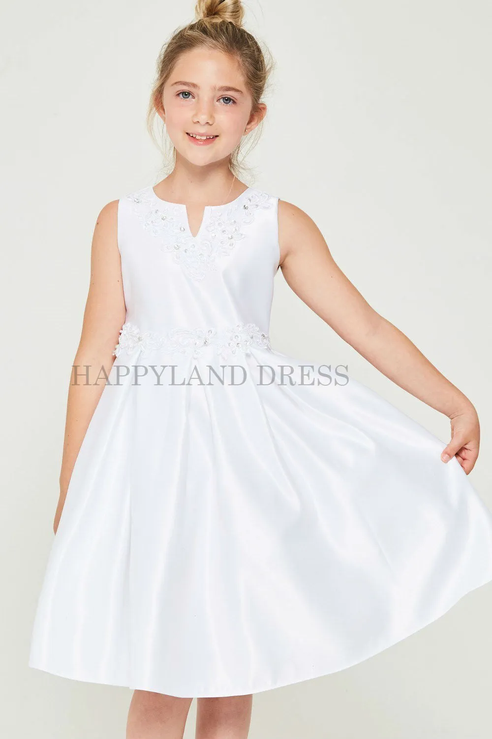 Satin V-Neck Dress with D836