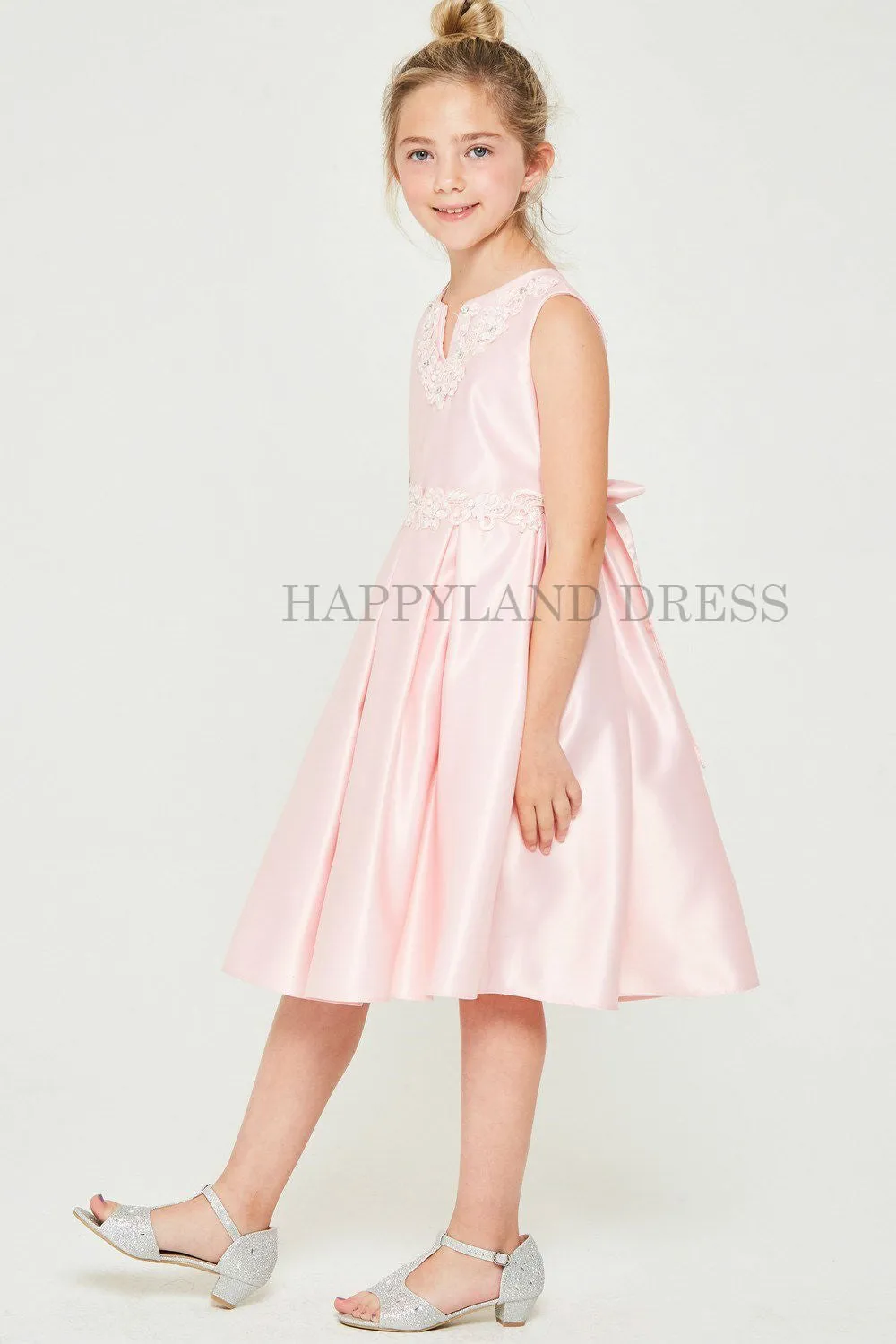 Satin V-Neck Dress with D836