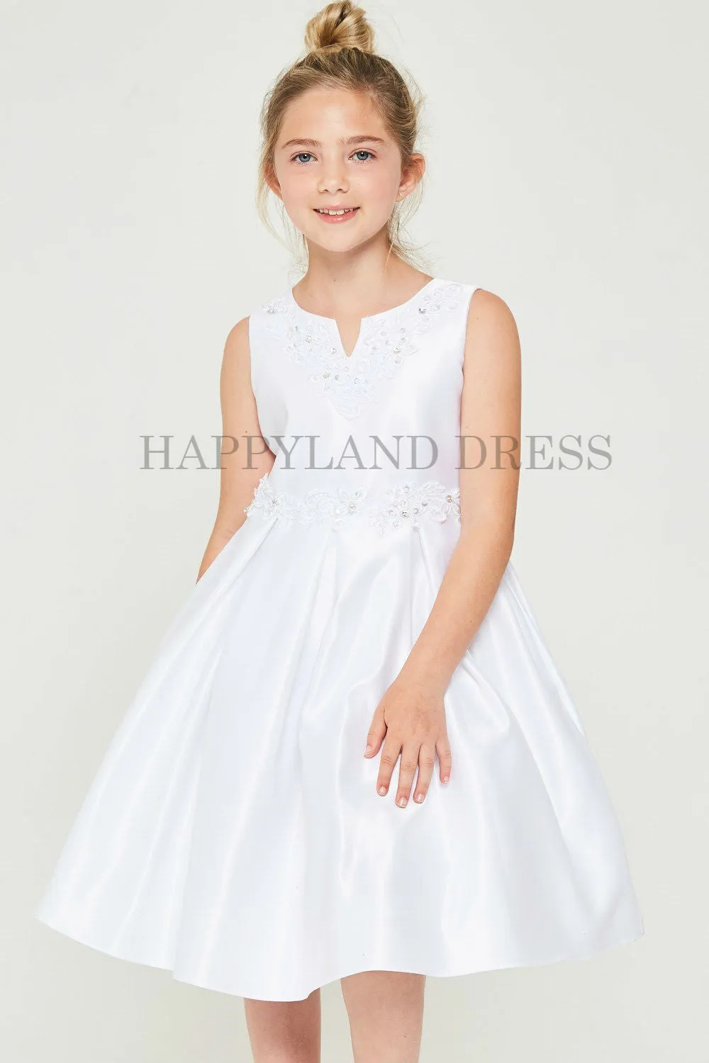 Satin V-Neck Dress with D836