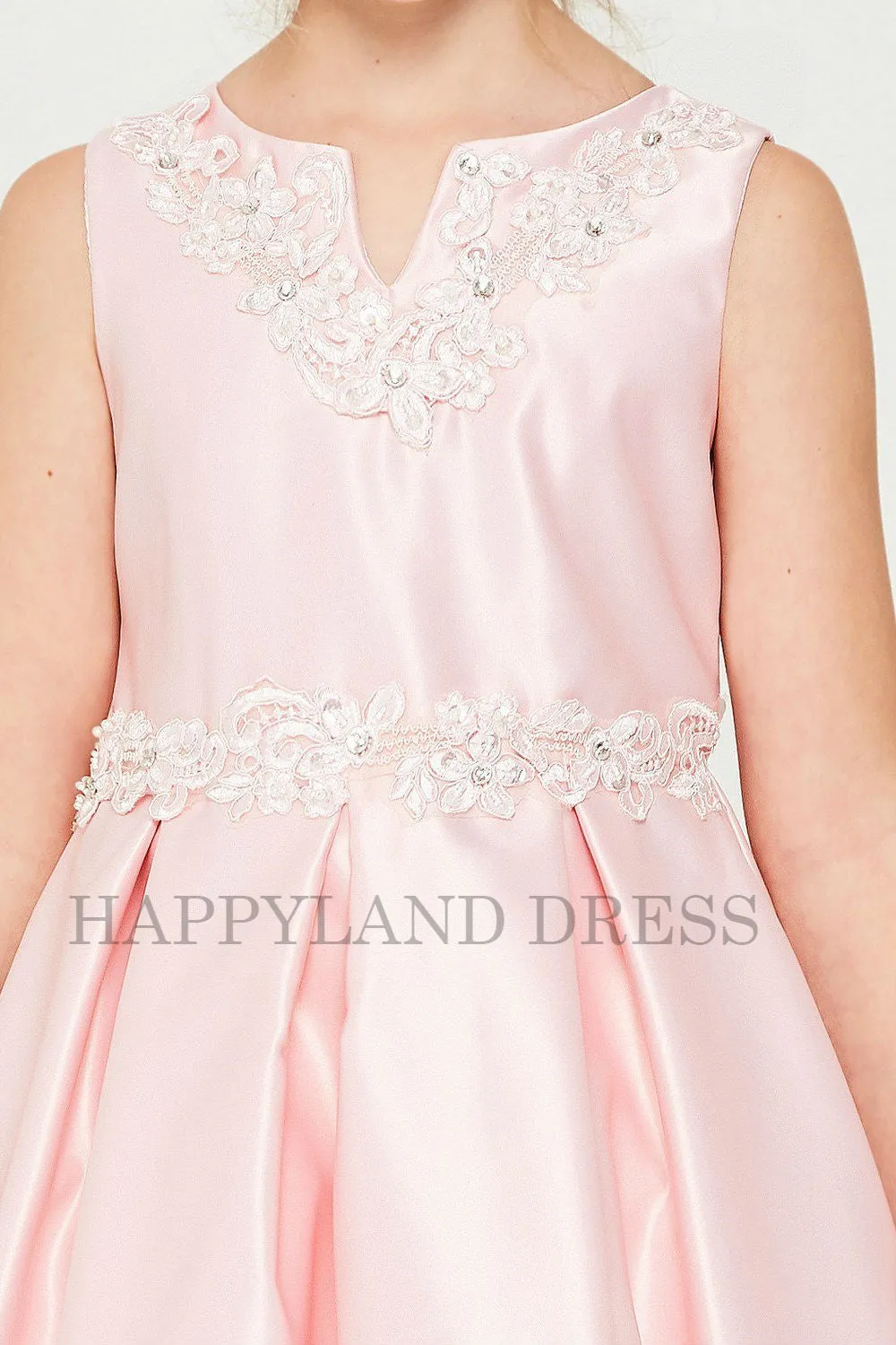 Satin V-Neck Dress with D836