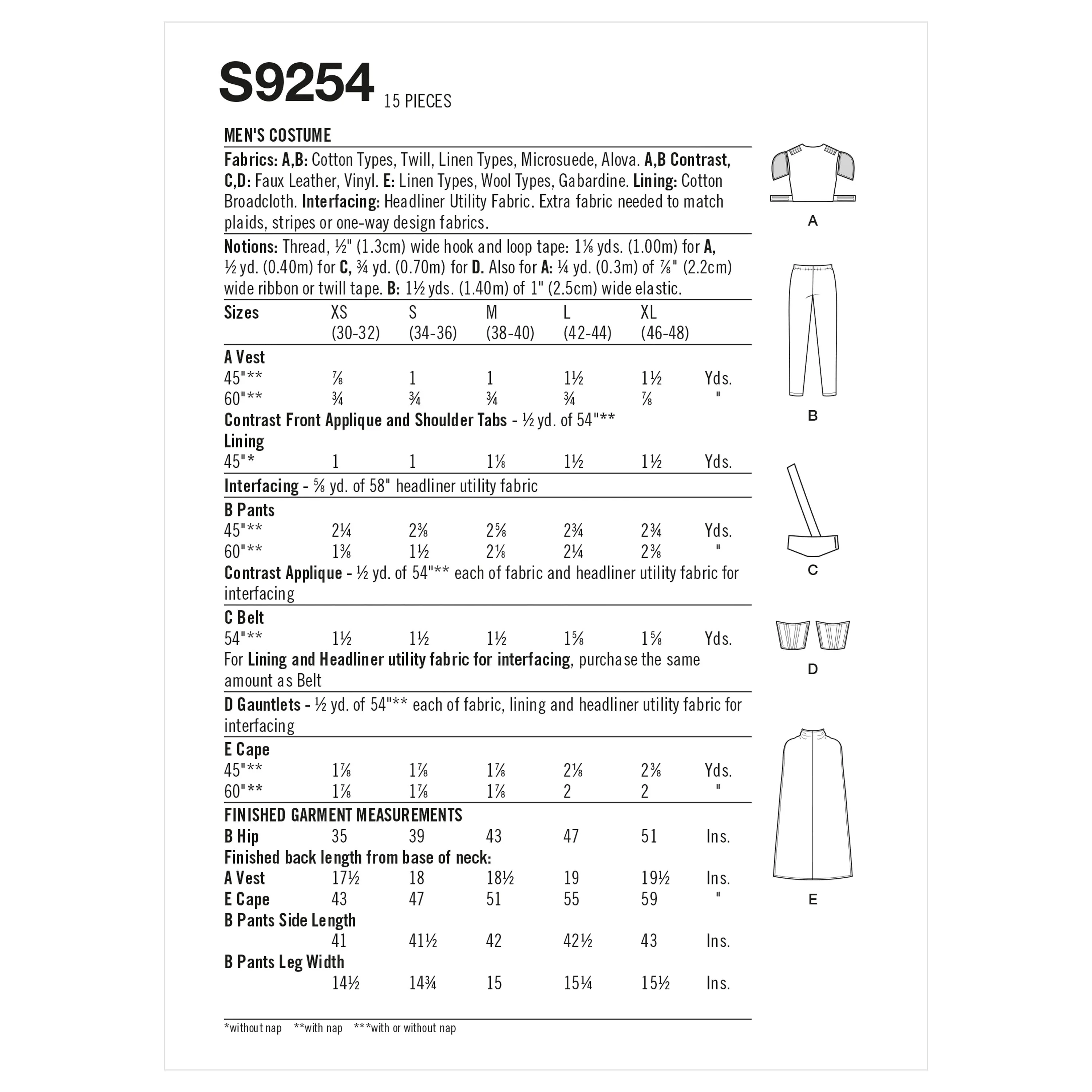 Simplicity Pattern 9254 Men's Costume