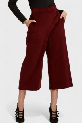 Sistine Burgundy Micro Cord Cropped Pants