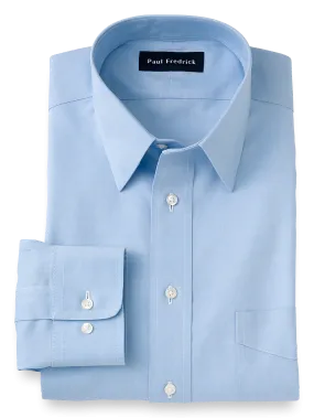 Slim Fit Impeccable Non-Iron Cotton Pinpoint Straight Collar Dress Shirt - Blue