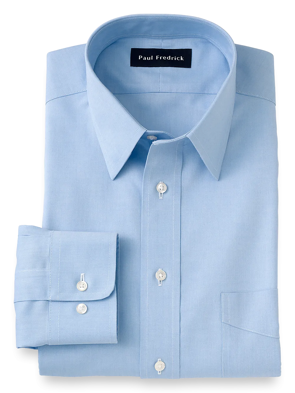 Slim Fit Impeccable Non-Iron Cotton Pinpoint Straight Collar Dress Shirt - Blue