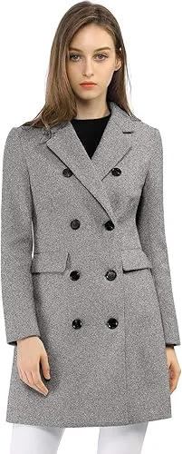 Sophistcated Black Double Breasted Long Sleeve Trench Coat