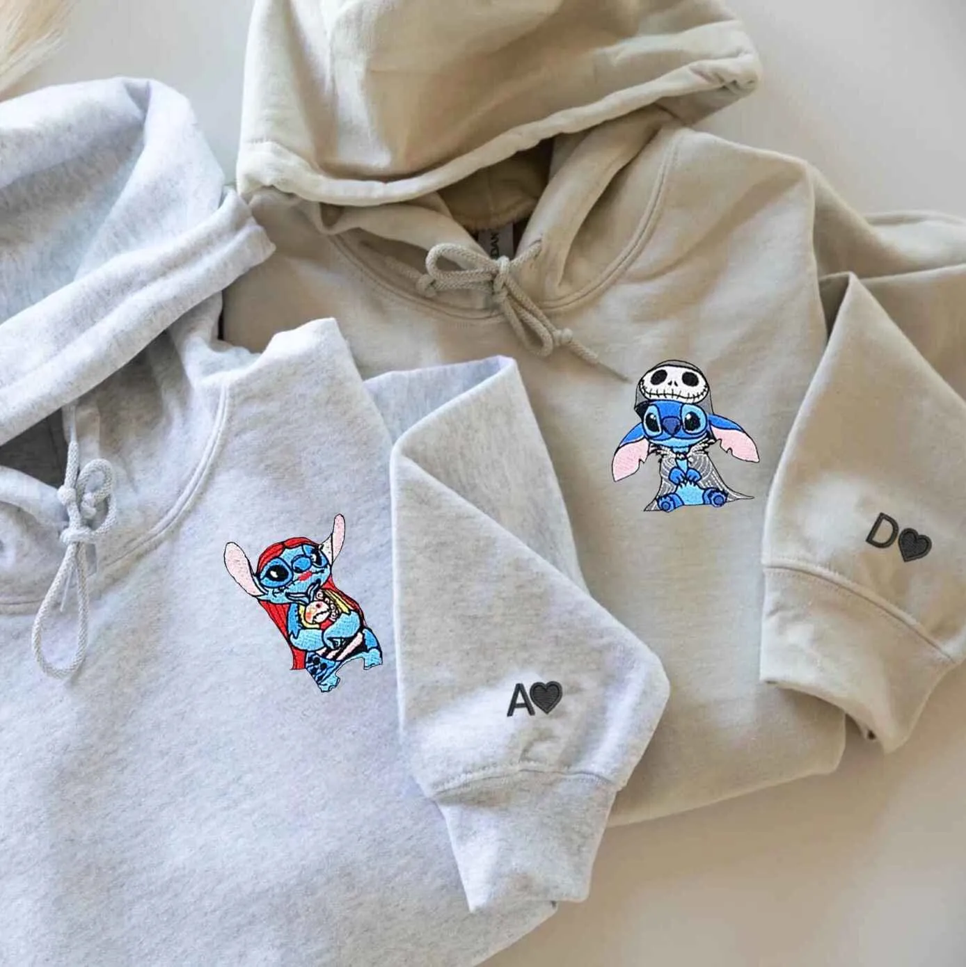 Stitch Halloween Cosplay Couple Hoodies - Custom Embroidered Sweatshirts For Couples