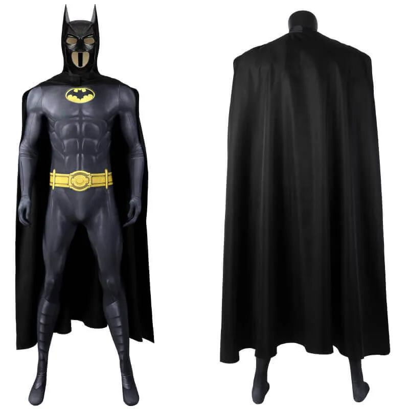 The Flash Batman Bruce Wayne Suit Halloween Cosplay Costume with Cloak