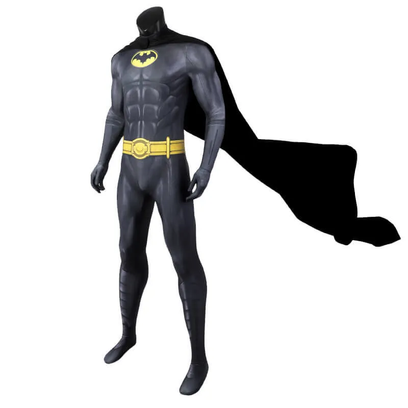 The Flash Batman Bruce Wayne Suit Halloween Cosplay Costume with Cloak