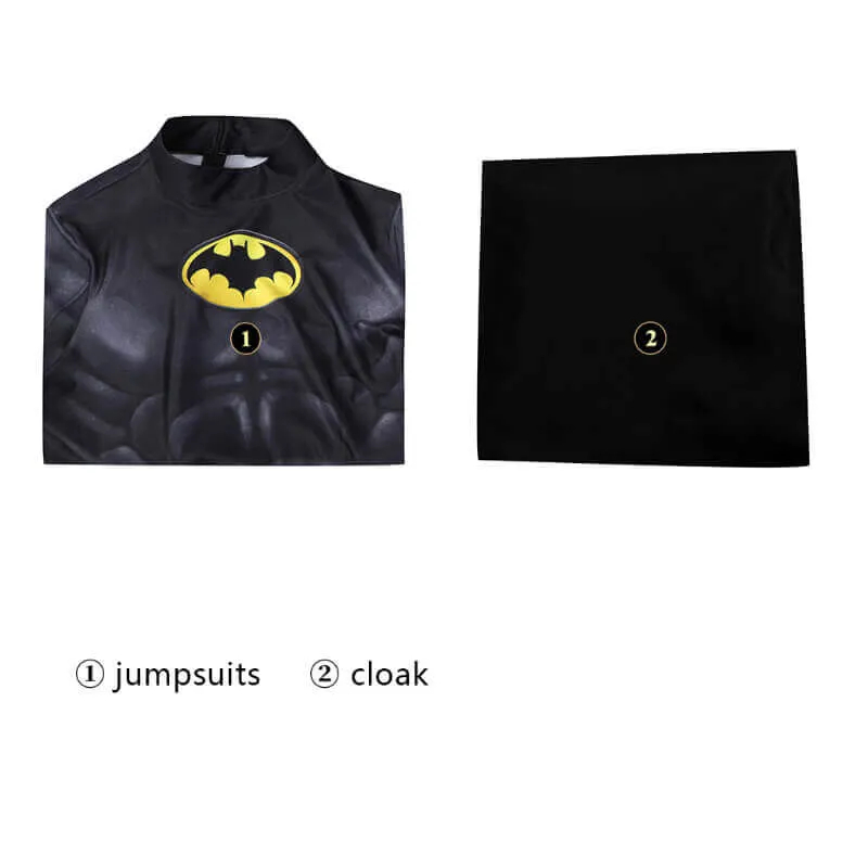 The Flash Batman Bruce Wayne Suit Halloween Cosplay Costume with Cloak