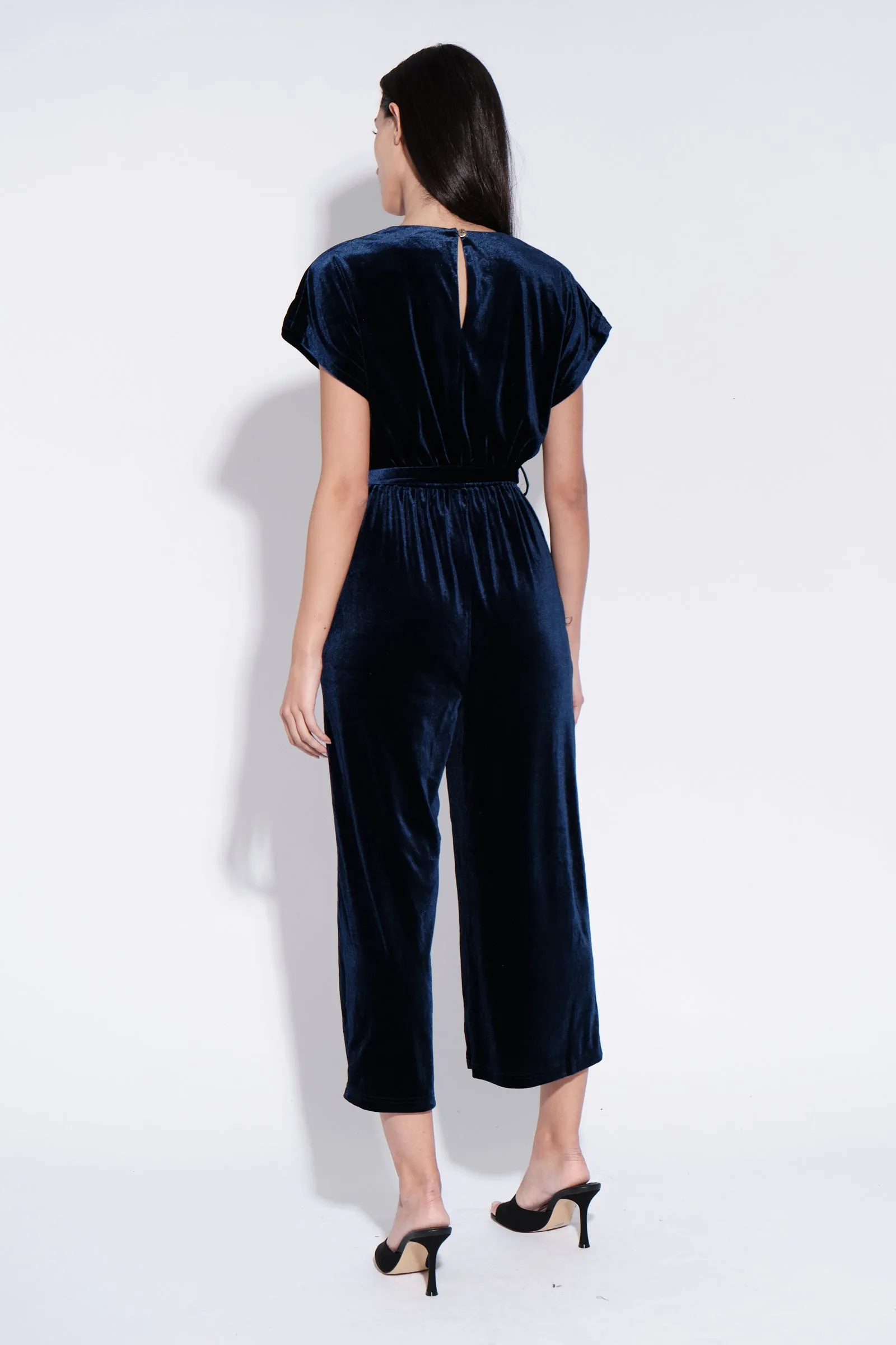 Tiffany Velvet Jumpsuit in Navy